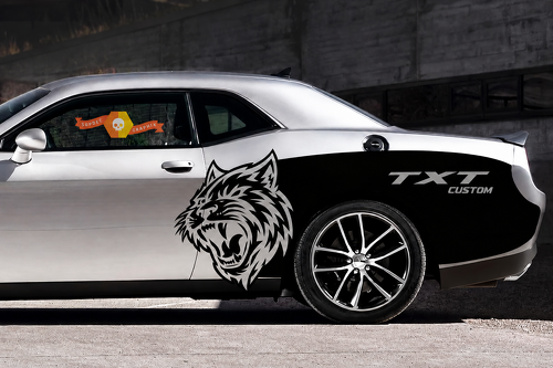 CUSTOM Cat Billboard Graphic — Vinyl-Aufkleber (Seite) für Dodge Challenger SRT, Hellcat 2015-2017