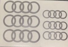 Audi Ringe Logo Bremssattel Hochtemp. Vinyl-Aufkleber (jede Farbe) 6 X 2