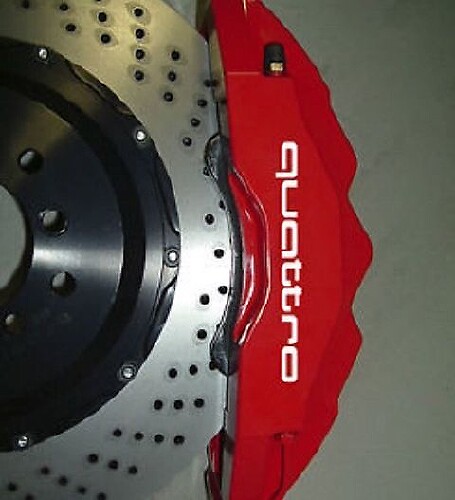 Audi Quattro Bremssattel Hochtemperatur Vinyl-Aufkleberset 8 Stück