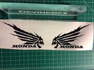 2x Honda Flügel Aufkleber Vinyl Aufkleber Auto Fenster Wand Logo Totenkopf