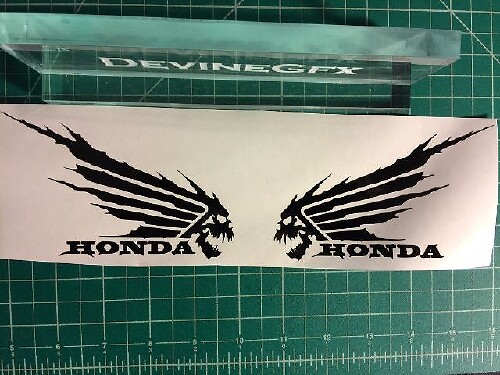 2x Honda Flügel Aufkleber Vinyl Aufkleber Auto Fenster Wand Logo Totenkopf