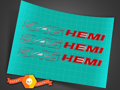 345 HEMI 5.7L Haubenaufkleber Paar für Dodge Challenger Charger