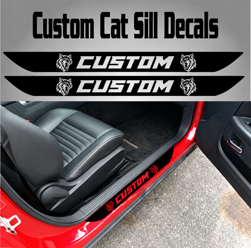 Hellcat Style Black Custom Cat Sill Pair — Vinylaufkleber (Tür) für Dodge Challenger 2015-2017