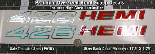 426 Hemi Überdimensionierte Hauben Scoop Vinylaufkleber für Dodge 1970-1971