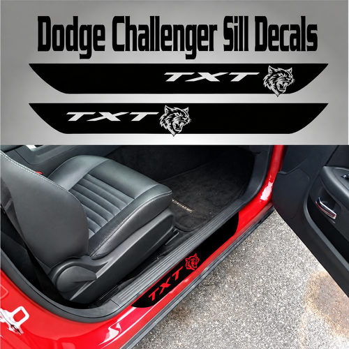 TXT Cat Head Door Sill Pair Tür Vinylaufkleber für Dodge Challenger Hellcat 2015-2017