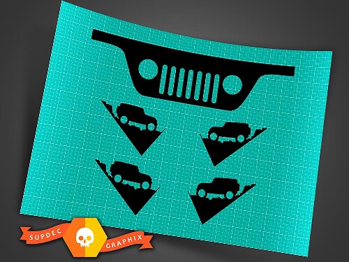 Jeep Grill Windshield Vinyl Aufkleber für Jeep Wrangler