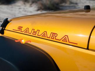2 Stück NEU SAHARA Motorhaube Seitenaufkleber Grafik JEEP WRANGLER RUBICON ROT Farbe