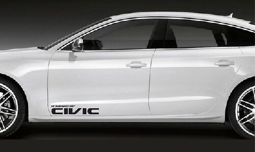 2 Stück Powered by CIVIC 15 Zoll breiter Vinyl-Aufkleber mit Logo-Grafik für Honda