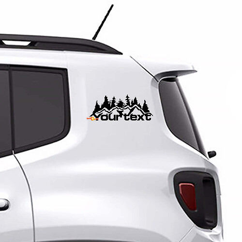 Benutzerdefinierter Text Berge Wald Vinyl-Aufkleber Grafik für Jeep Renegade