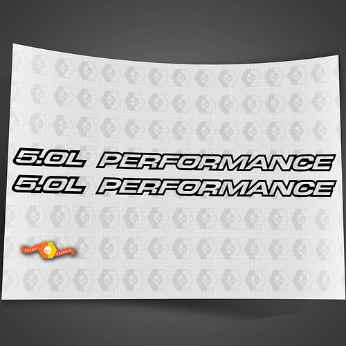 5.0L Performance Outline Series Passend für Chevy 1500 Ford Mustang Vinyl-Motorhaubenaufkleber
