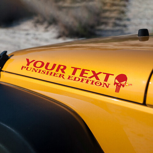 Benutzerdefinierter Text Punisher Hauben Vinyl-Aufkleber für Jeep Wrangler TJ LJ JK JKU