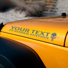 Custom Text Punisher Edition Motorhauben Vinyl-Aufkleberset für Jeep Wrangler_2