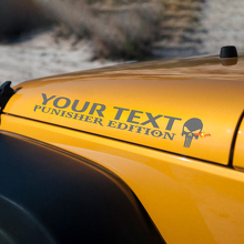 Benutzerdefinierter Text Punisher Hauben Vinyl-Aufkleber für Jeep Wrangler TJ LJ JK JKU 2