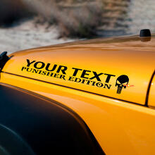 Custom Text Punisher Edition Motorhauben Vinyl-Aufkleberset für Jeep Wrangler_3