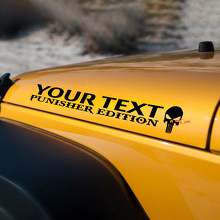 Benutzerdefinierter Text Punisher Hauben Vinyl-Aufkleber für Jeep Wrangler TJ LJ JK JKU 3