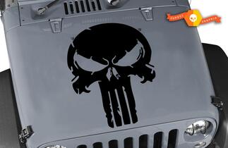 Distressed Punisher Skull Vinyl Aufkleber Jeep Motorhaube Ford Chevy Dodge