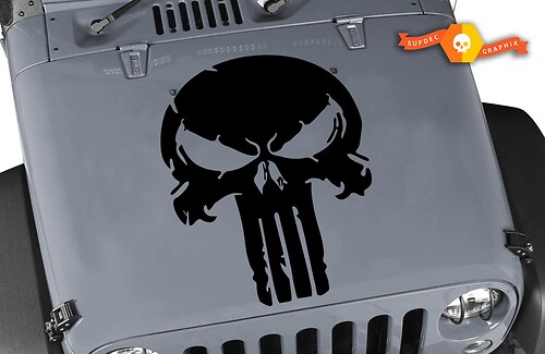 Distressed Punisher Skull Vinyl Sticker Aufkleber Jeep Hood Ford Chevy Dodge
