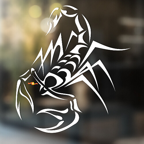 Scorpion Dünne Linien Tribal Stil Universeller Vinylaufkleber