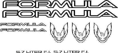 1985-1990 Pontiac Firebird Formula 9-teiliges Vinyl-Aufkleberset