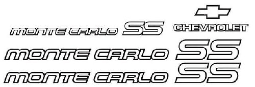 Chevrolet Monte Carlo SS Restaurations-Vinyl-Aufkleber-Set für 1985-1986