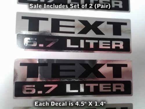 6,7 Liter Individueller Text Chrom- und Schwarze Aufkleber – Paar für Dodge