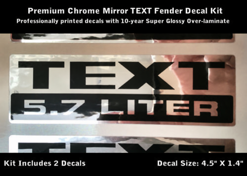 5,7 Liter Individuelle Text Chrom Spiegelaufkleber - Paar 0079