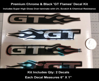 Ford Mustang GT Flames Chrome Decal Kit Paar Motorhaubenfender 6