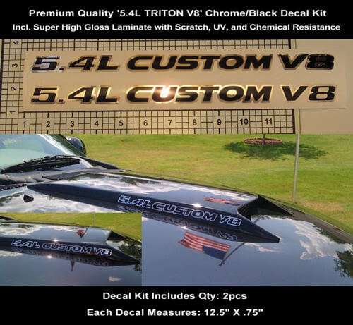 5,4L Triton V8 Chrom Schwarz Haubeneinlass Aufkleber Set für Musclecar F-150 F-250