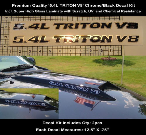 5,4L Triton V8 Chrom Schwarz Haubeneinlass Aufkleber Set für Musclecar F-150 F-250