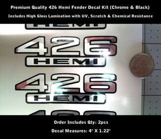Hemi Decals 426 Chrome & Black Fender Decal Kit 2pcs Aufkleber UV 0149