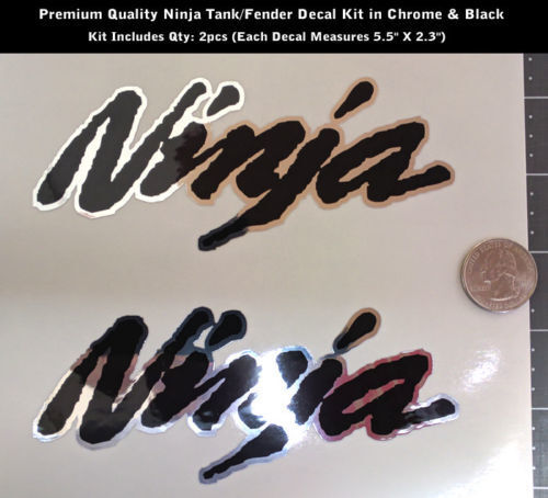 Ninja Schriftzug Vinyl Aufkleber Set Chrom