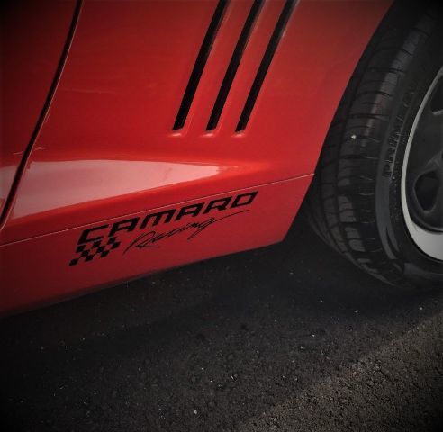 (2) CAMARO RACING Vinyl Decal Window Sticker Rocker Panel LS LT RS SS ZL1
