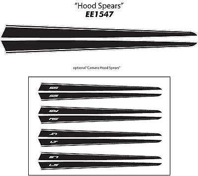 Dual Spears Haubenstreifen Vinyl-Aufkleberset für Chevrolet Camaro 2010-15