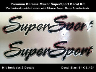 SuperSport Camaro SS Aufkleber-Kit Chrom Schwarz 6 Zoll Motorhaubenschaufel 0078