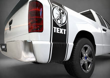 TEXT Piston Twin Pinstripe Bed Band Pair Ladeflächenseite Vinylaufkleber für Dodge Ram 1500_2