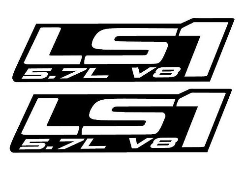 LS1 – Vinyl-Aufkleber – ZWEI – schwarz – Chevy Camaro Corvette Trans Am LS LSX Swap 5,7 l
