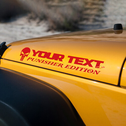 Benutzerdefinierter Text Punisher-Schädel Hauben-Vinylaufkleber für Jeep Wrangler TJ LJ JK JKU