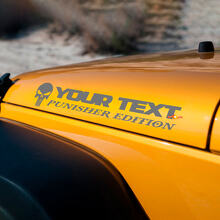 Benutzerdefinierter Text Punisher-Schädel Hauben-Vinylaufkleber für Jeep Wrangler TJ LJ JK JKU_2