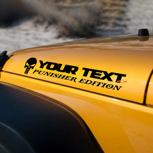 Benutzerdefinierter Text Punisher-Schädel Hauben-Vinylaufkleber für Jeep Wrangler TJ LJ JK JKU 3