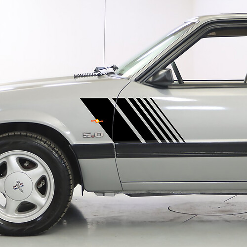 1979-1993 Ford Mustang verblasste Seitenstreifen Strobe-Aufkleber Aufkleber Aufkleber Kit 79-93
