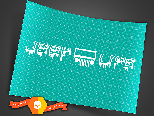 Jeep Life – 76,2 cm breiter Visieraufkleber, Fensteraufkleber, Grafik