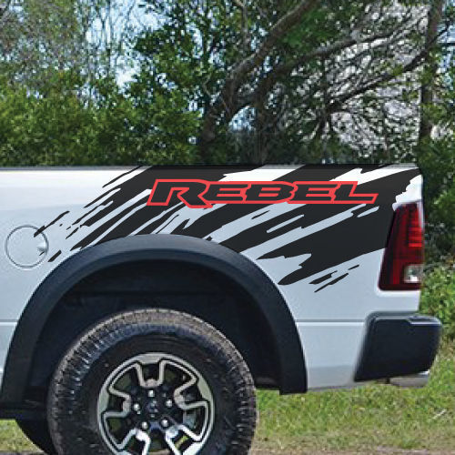 Rebel Splash Heck Seiten Vinyl-Aufkleber-Set für Dodge Ram
