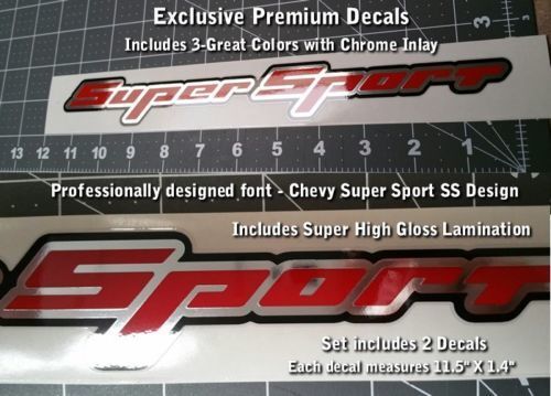 Super Sport Aufkleber Aufkleber PAAR Rally Sport Chevy Camaro Chevrolet SS 3-Farben WOW 0012
