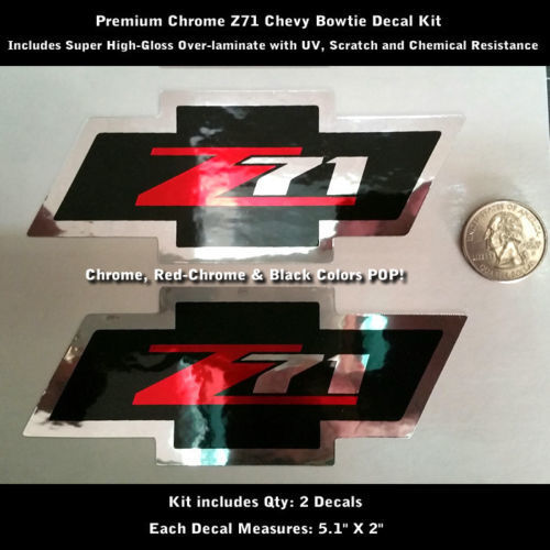 Z71 Chevy Bowtie Aufkleber Aufkleber Kit Paar Chrom Super Hochglanz 0108
