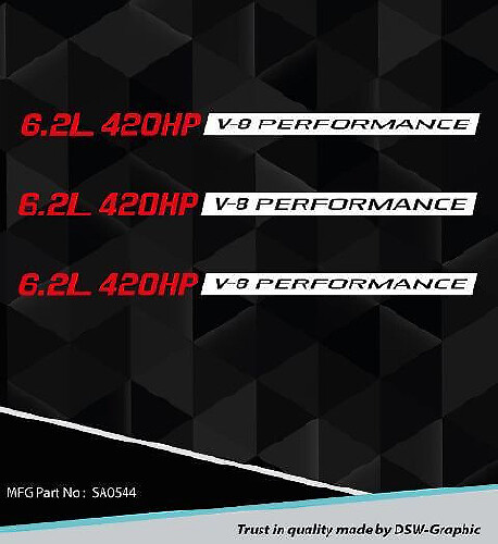 Neues 6,2 l Performance-Motorhauben-Aufkleber-Emblem Chevy Camaro Ss Rs Ls3 Sa0544
