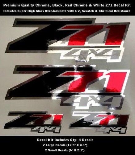 Z71 Aufkleber-Aufkleber-Set, Chrom, Rot, Chrom, Schwarz, Weiß, Premium-Qualität 0091
