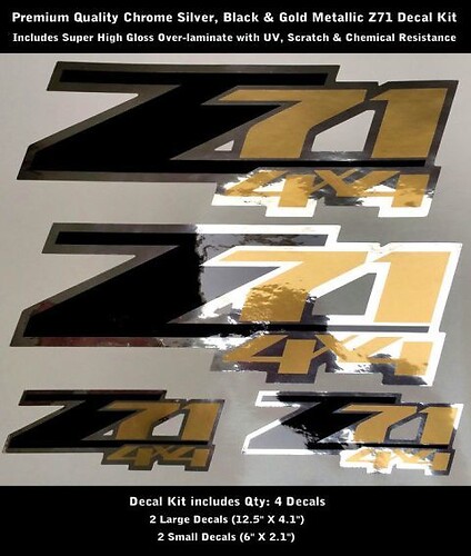 Z71 Aufkleber-Aufkleber-Set, Chrom, Schwarz, Gold, Metallic, Premium-Qualität, 0092
