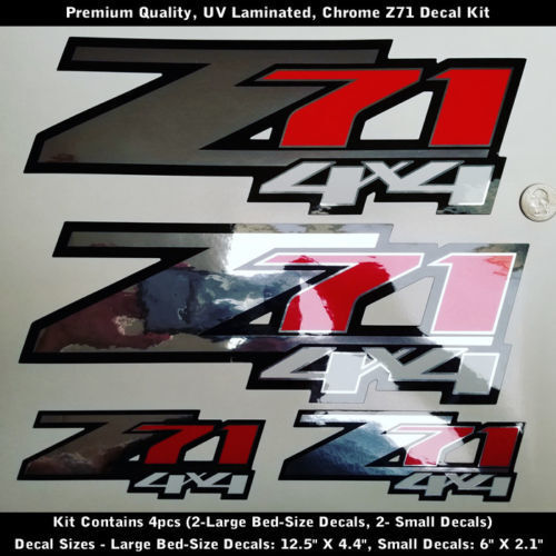 Z71 Aufkleber-Aufkleber-Set, Chrom, Rot, Schwarz, Weiß, Premium-Qualität, UV 0164

