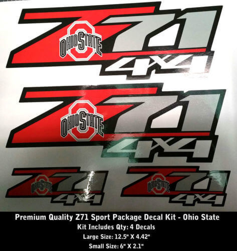 Z71 4x4 Ohio State Style Seitenvinyl-Aufkleberset für Chevrolet Trucks