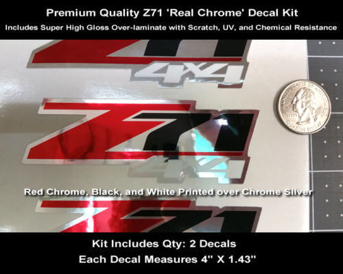 Z71 4x4 Chrom-Stil Vinyl-Aufkleber-Set für Chevy Silverado GMC Sierra